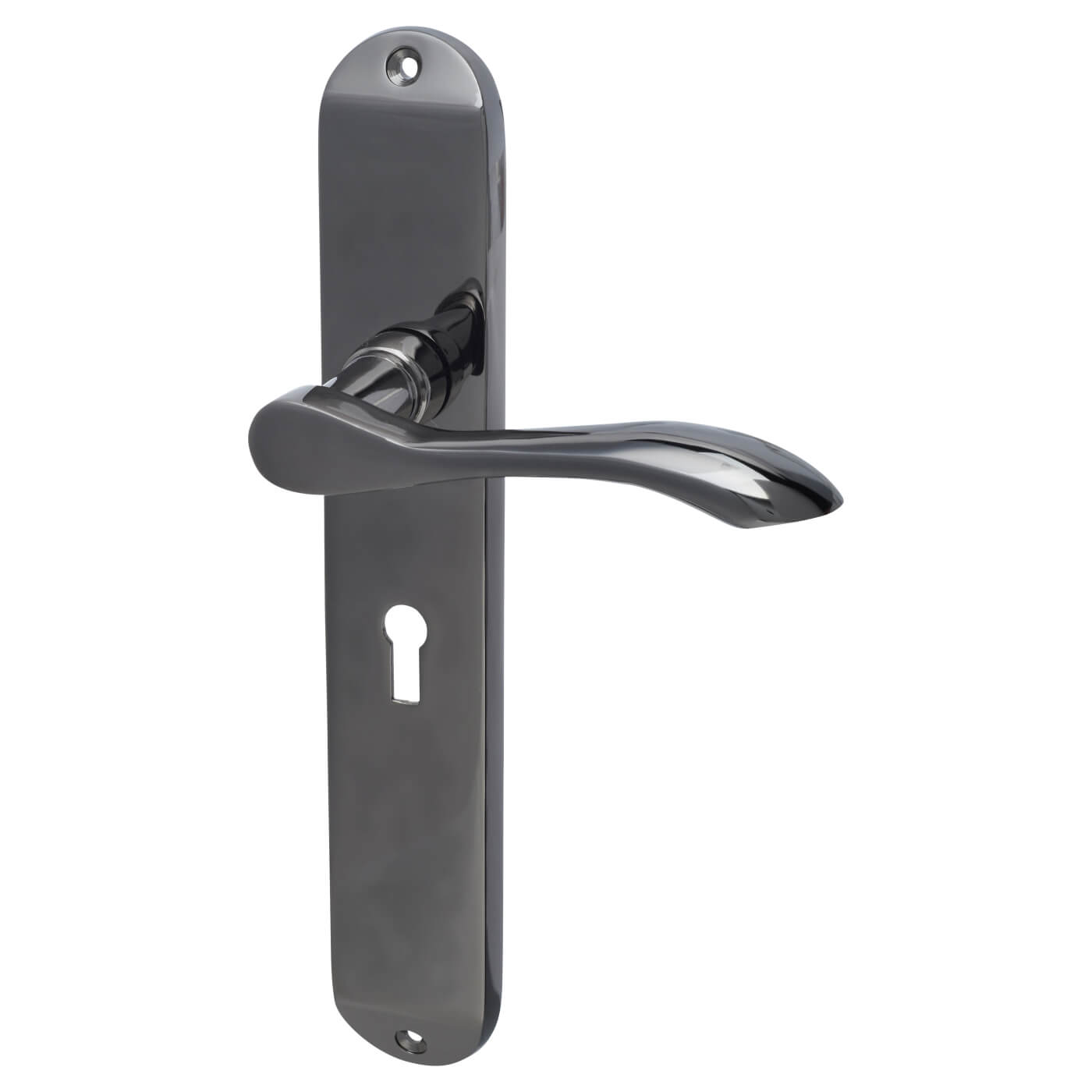 Elan Altea Door Handle Keyhole Lock Set Black Nickel