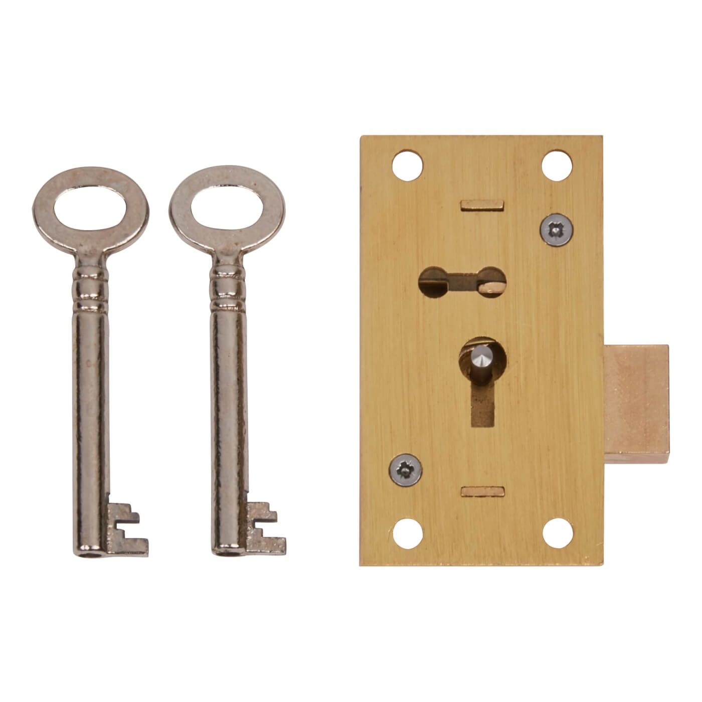 4 Lever Straight Cupboard Lock 63 x 35mm Keyed Alike