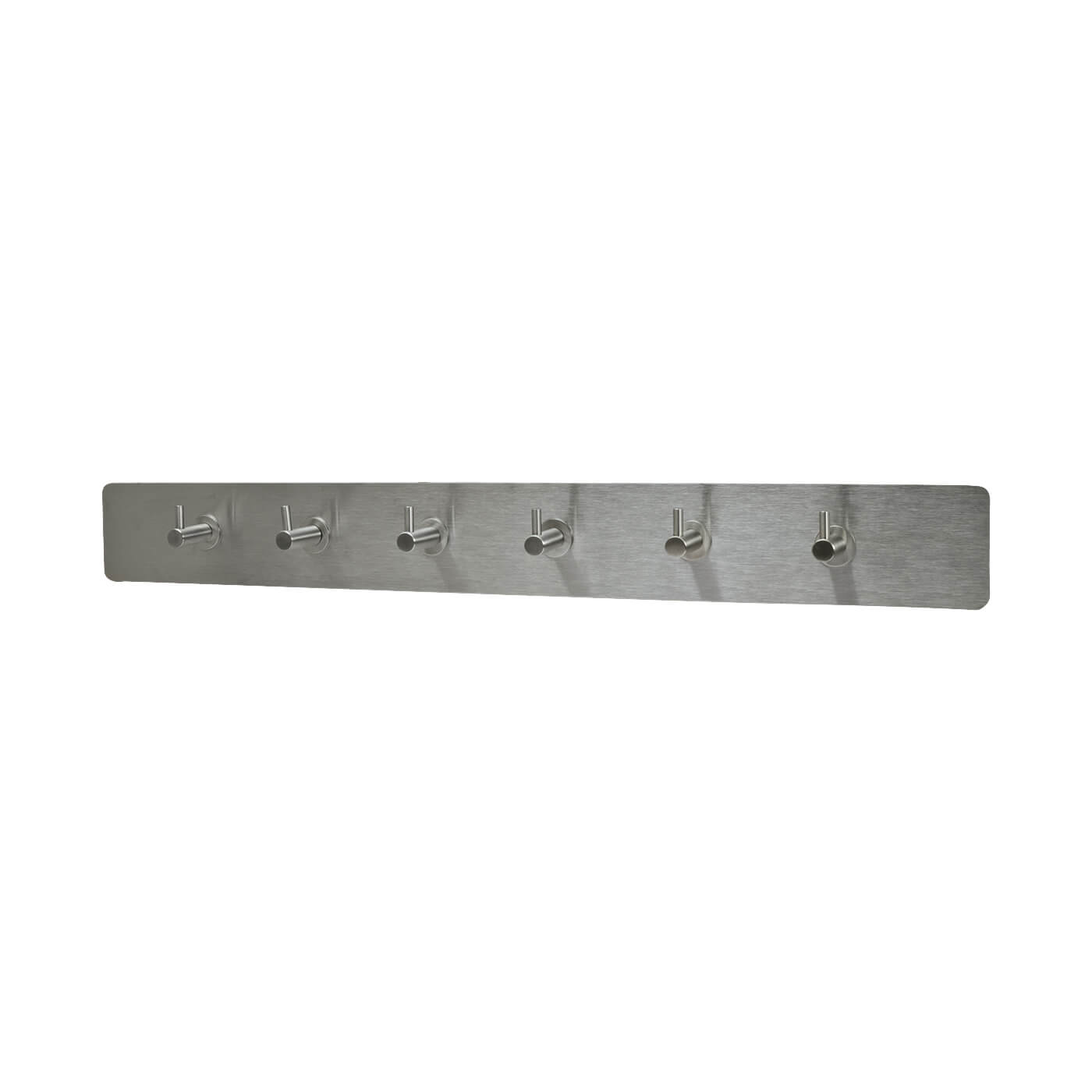 Hook on Plate 6 Hooks 640 x 75mm Satin Stainless Steel