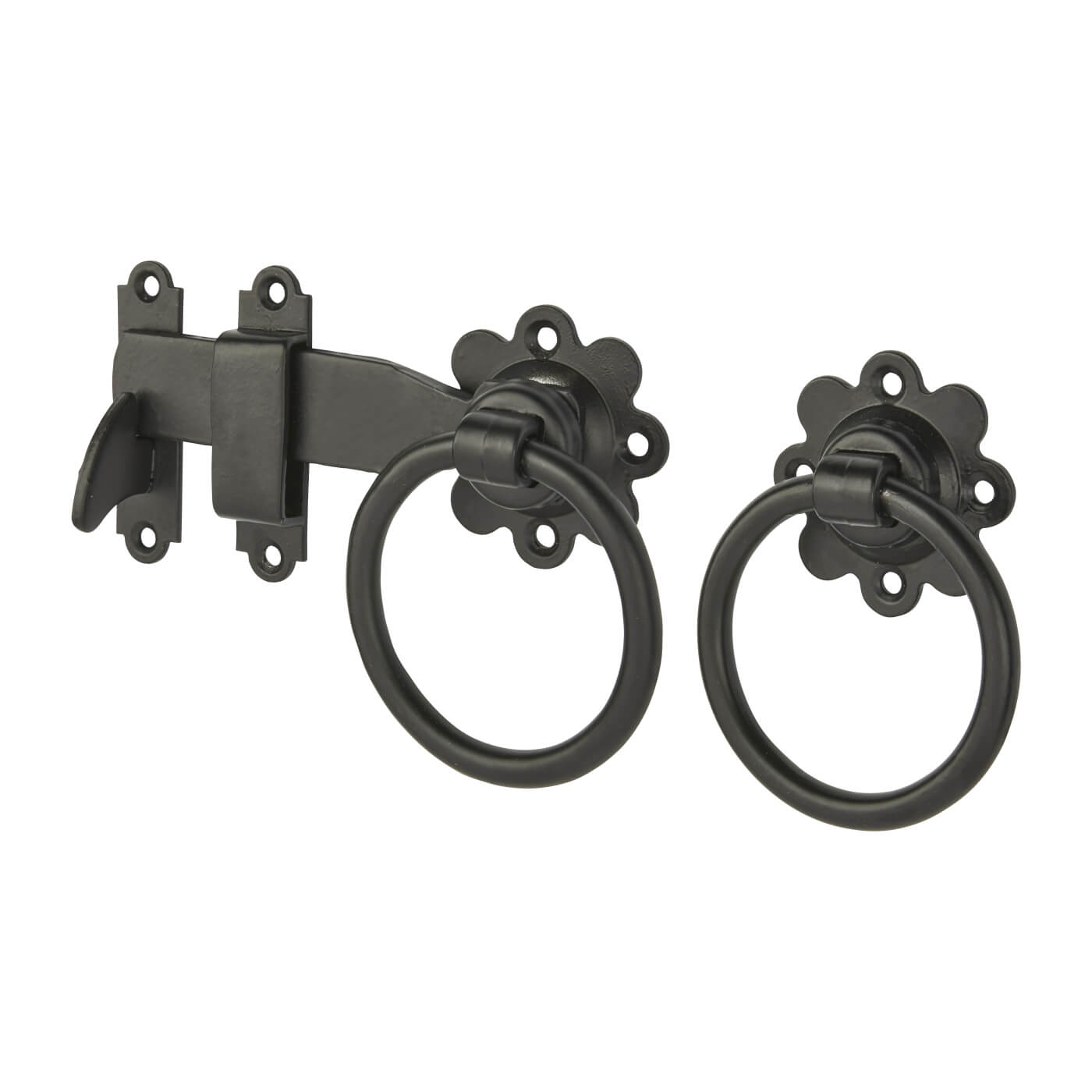 Ring Gate Latch 150mm Black Galvanised IronmongeryDirect